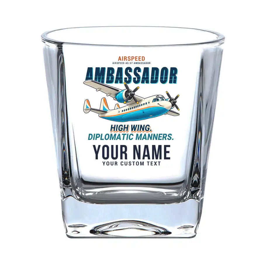 Airspeed AS.57 Ambassador - Cartoon + Name - Whiskey Glass