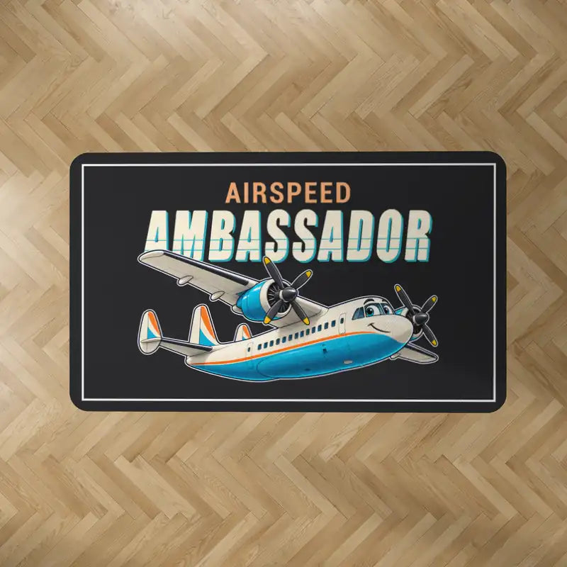 Airspeed AS.57 Ambassador - Cartoon - Rectangle Carpet - Black