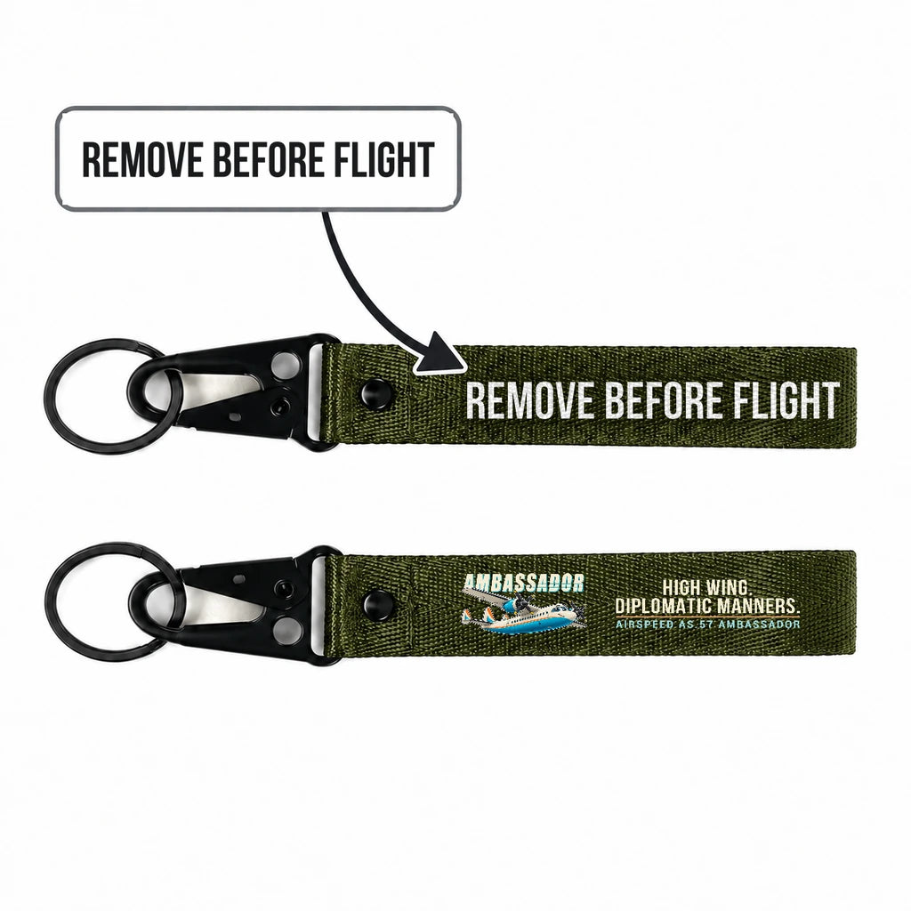Airspeed AS.57 Ambassador Hawk-Shaped Key Chains - Dark Green - Cartoon - Remove Before Flight
