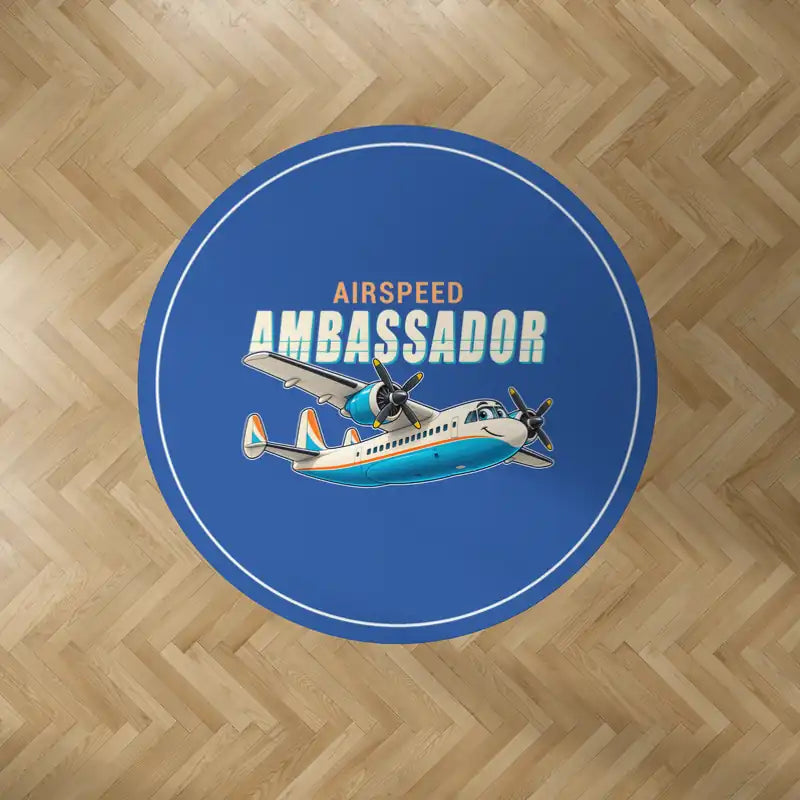 Airspeed AS.57 Ambassador - Cartoon - Round Carpet - Blue