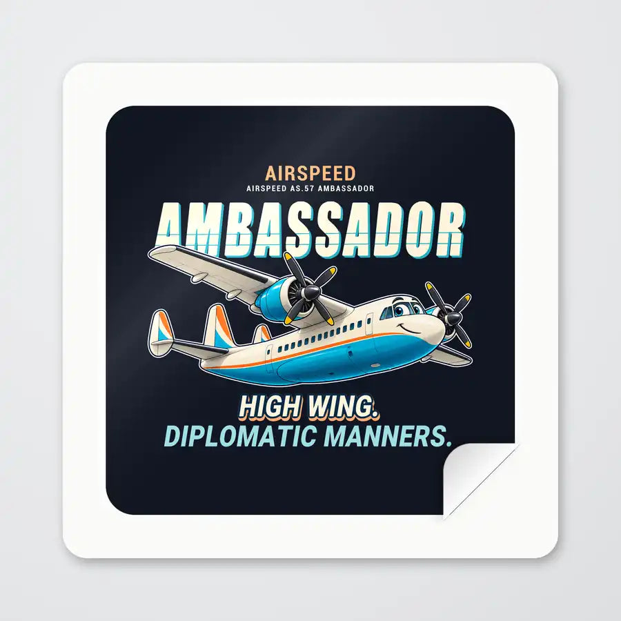 Airspeed AS.57 Ambassador - Cartoon - Square Sticker - Peel