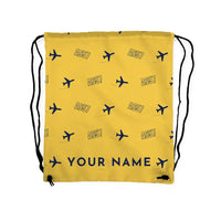 Thumbnail for Airspeed AS.57 Ambassador - Drawstring Bag - 3D Pattern + Name - Yellow