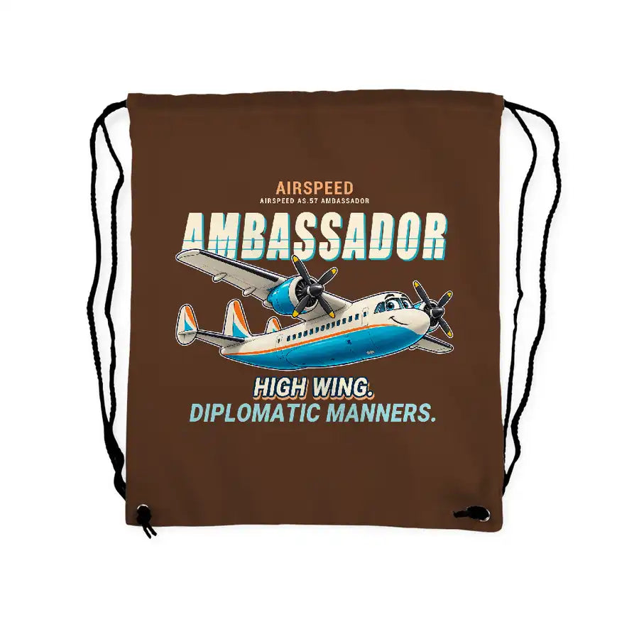 Airspeed AS.57 Ambassador - Drawstring Bag - Cartoon - Brown