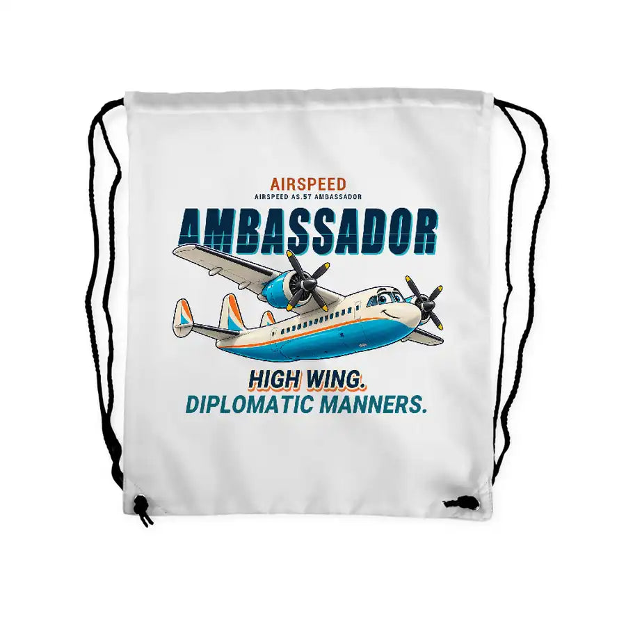 Airspeed AS.57 Ambassador - Drawstring Bag - Cartoon - White