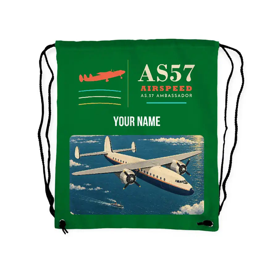Airspeed AS.57 Ambassador - Drawstring Bag - Classic + Name - Green
