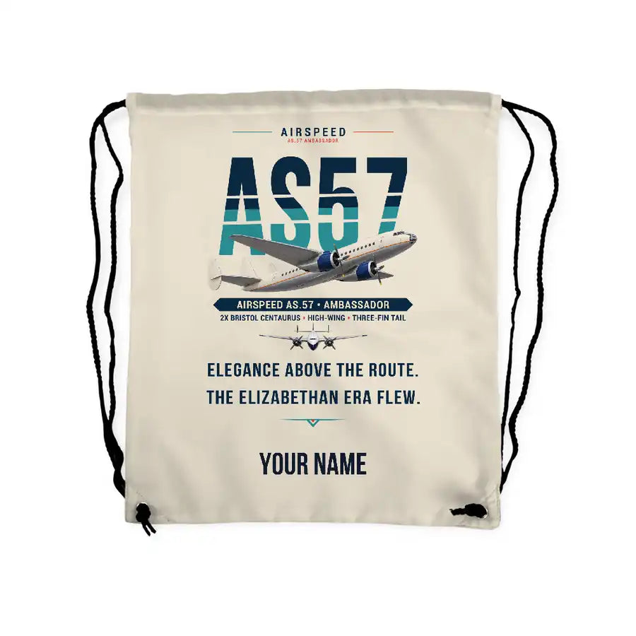 Airspeed AS.57 Ambassador - Drawstring Bag - Original + Name - Beige