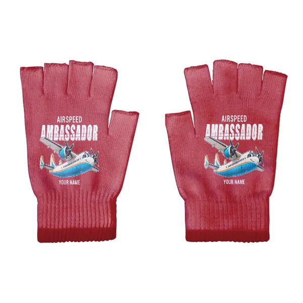 Airspeed AS.57 Ambassador - Gloves - Cut - Cartoon + Name - Red