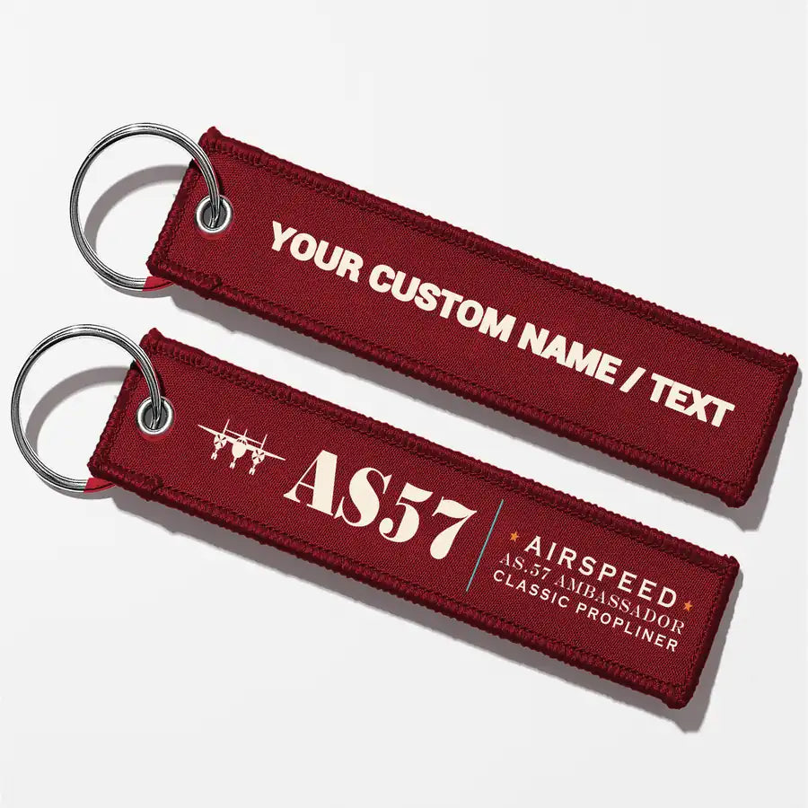 Airspeed AS.57 Ambassador Aviator Key Chains - Dark Red - Heritage - Personalized