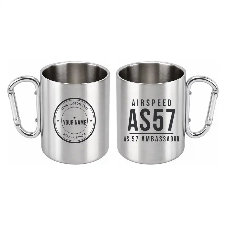 Airspeed AS.57 Ambassador - Outdoors Mug - Tag + Name - Silver
