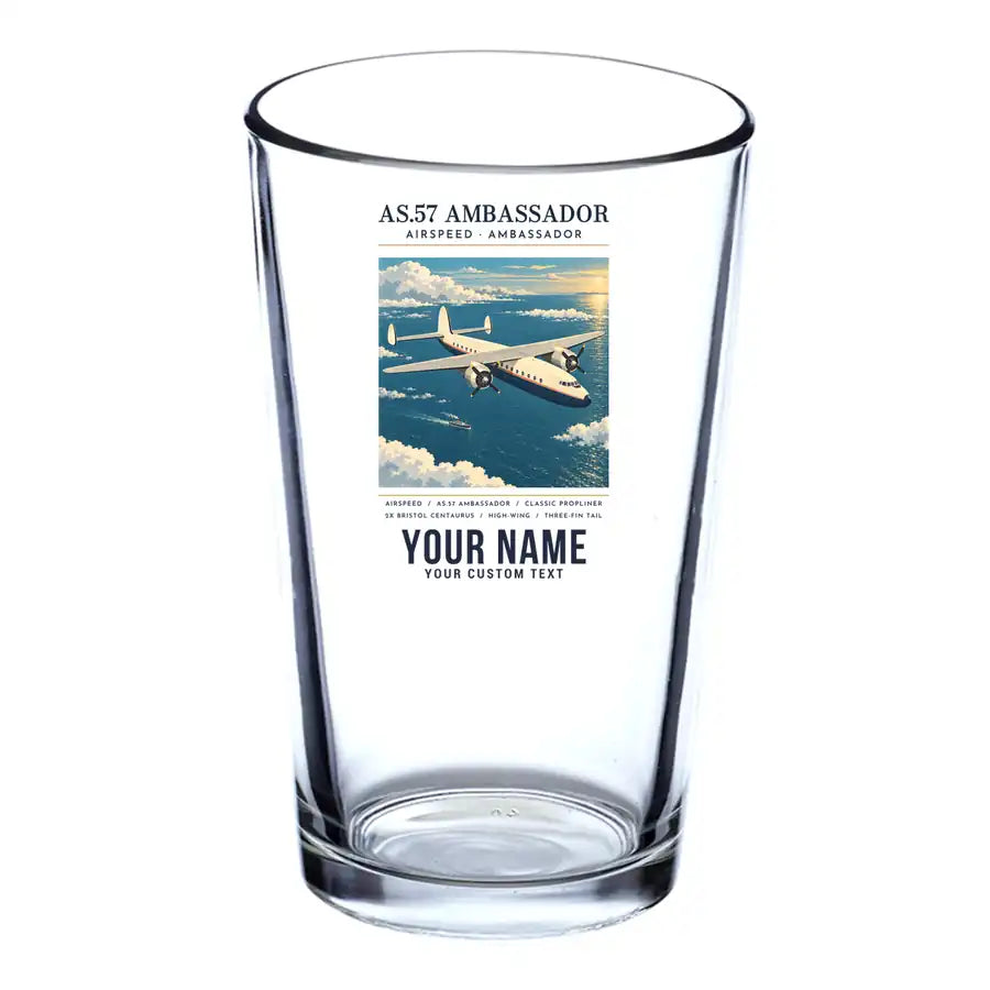 Airspeed AS.57 Ambassador - Poster + Name - Beer & Water Glass