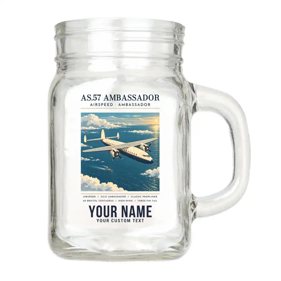 Airspeed AS.57 Ambassador - Poster + Name - Cocktail Glass (Mason Jar)