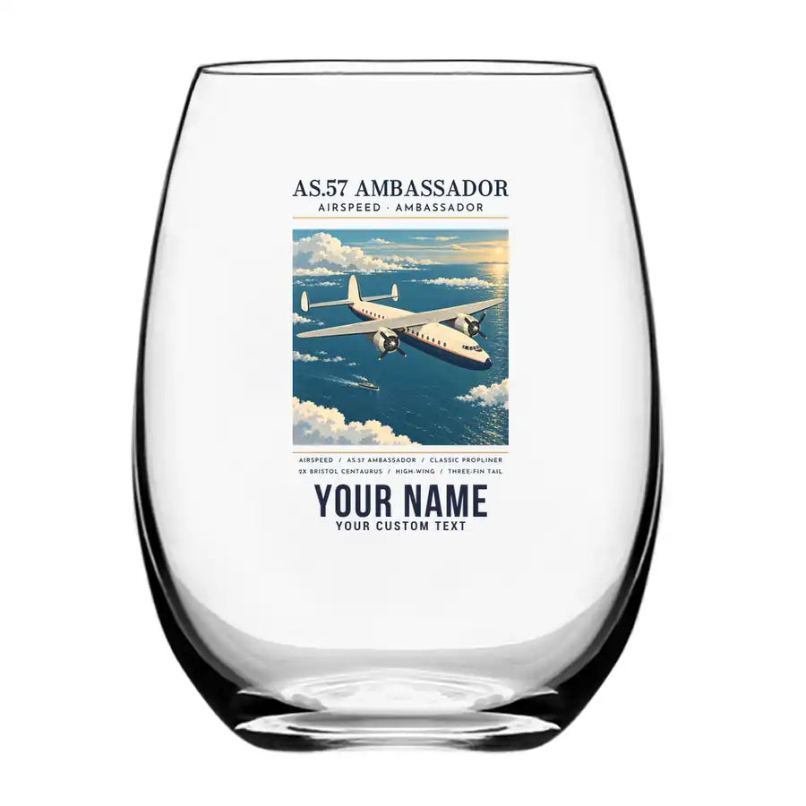 Airspeed AS.57 Ambassador - Poster + Name - Water & Drink Glass