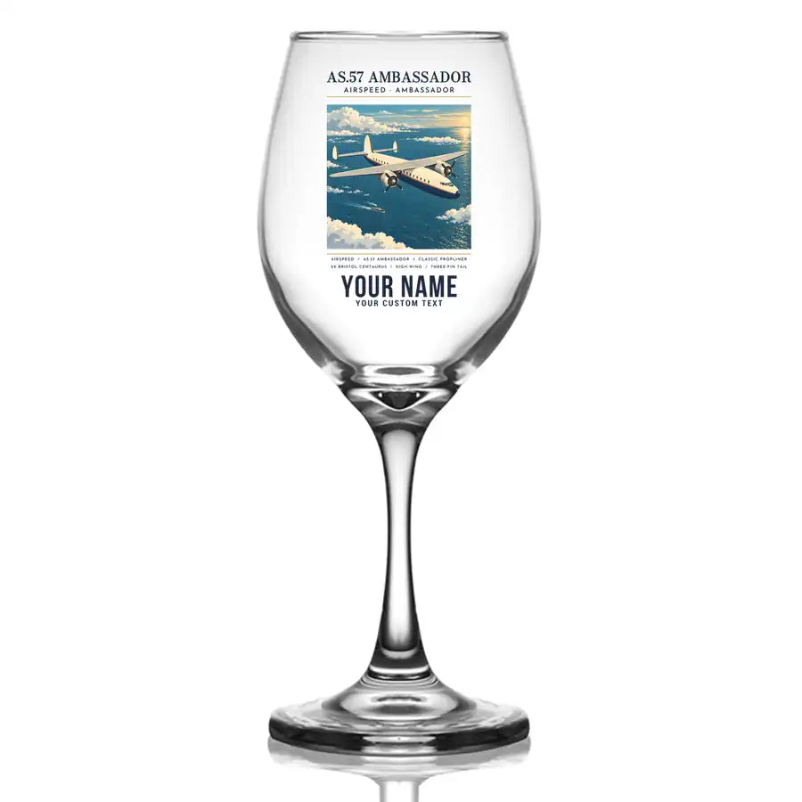 Airspeed AS.57 Ambassador - Poster + Name - Wine Glass