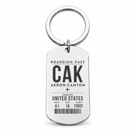 Thumbnail for Akron-Canton Airport CAK - Key Chain - Boarding Pass Style - Silver