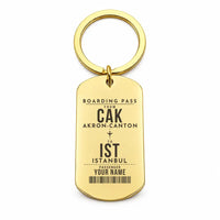Thumbnail for Akron-Canton Airport CAK - Key Chain - Customizable Boarding Pass - Gold