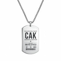 Thumbnail for Akron-Canton Airport CAK - Necklace - Boarding Pass Style - Silver