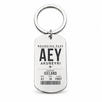 Thumbnail for Akureyri Airport AEY - Key Chain - Boarding Pass Style - Silver