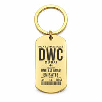 Thumbnail for Al Maktoum International Airport DWC - Key Chain - Boarding Pass Style - Gold