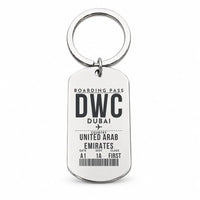 Thumbnail for Al Maktoum International Airport DWC - Key Chain - Boarding Pass Style - Silver