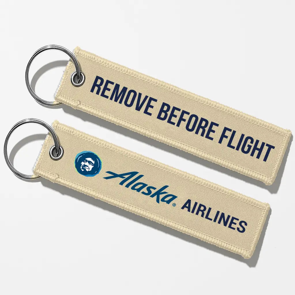 Alaska Airlines Crew & Staff Tag Key Chains - Beige - Remove Before Flight