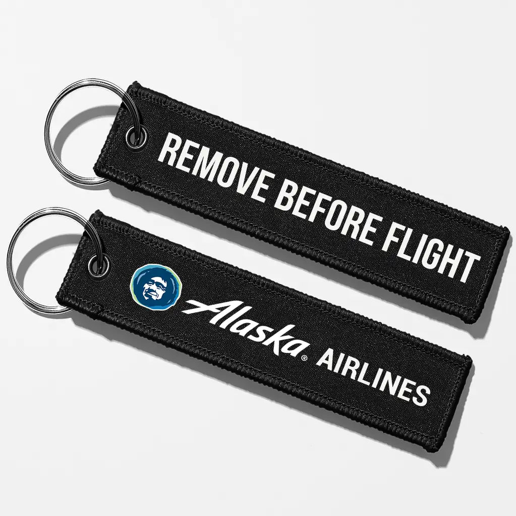 Alaska Airlines Crew & Staff Tag Key Chains - Black - Remove Before Flight