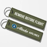 Thumbnail for Alaska Airlines Crew & Staff Tag Key Chains - Green Army - Remove Before Flight