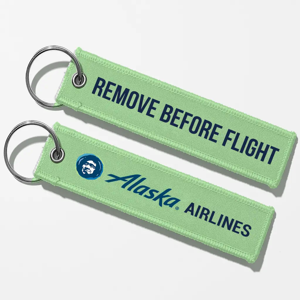 Alaska Airlines Crew & Staff Tag Key Chains - Light Green - Remove Before Flight