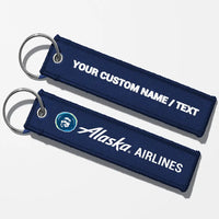 Thumbnail for Alaska Airlines Crew & Staff Tag Key Chains - Navy Blue - Personalized