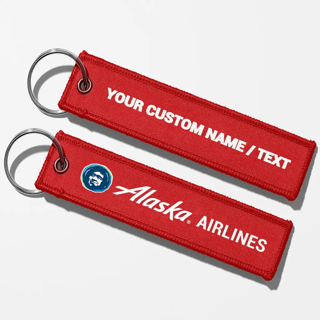 Alaska Airlines Crew & Staff Tag Key Chains - Red - Personalized