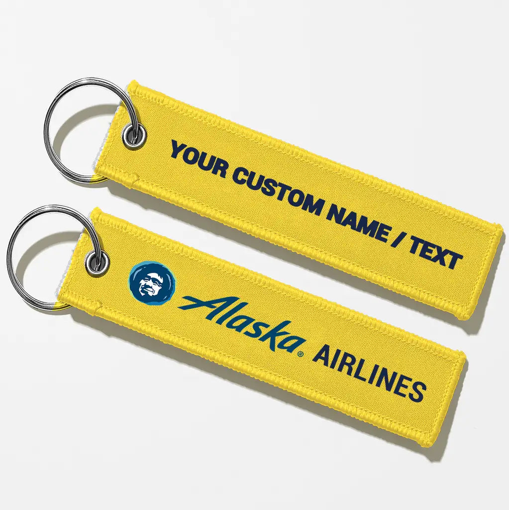 Alaska Airlines Crew & Staff Tag Key Chains - Yellow - Personalized