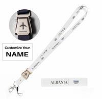 Thumbnail for Albania Country Series seat belt lanyard - white with name