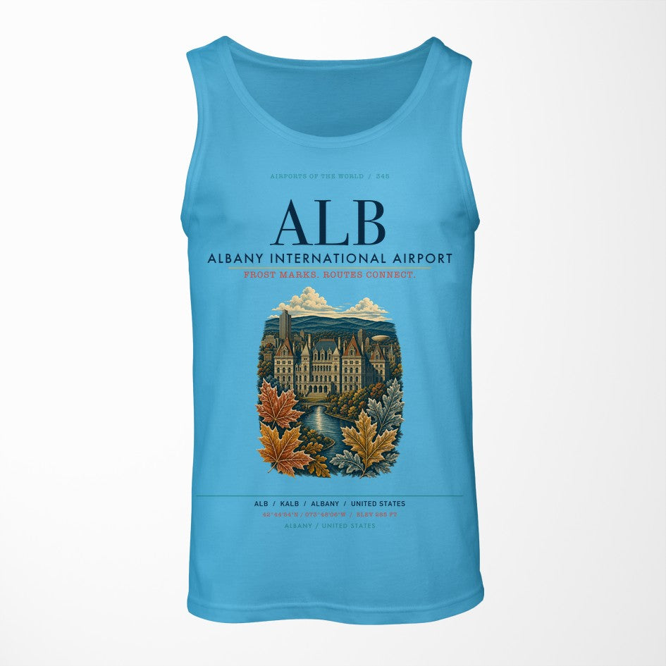 Albany International Airport (ALB) design on sky blue tank top