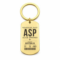 Thumbnail for Alice Springs Airport ASP - Key Chain - Boarding Pass Style - Gold