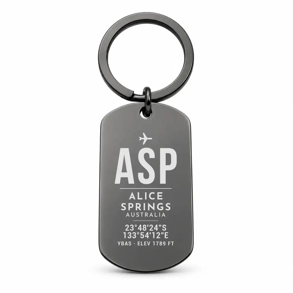 Alice Springs Airport ASP - Key Chain - Original Design - Black