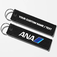 Thumbnail for All Nippon Airways Crew & Staff Tag Key Chains - Black - Personalized