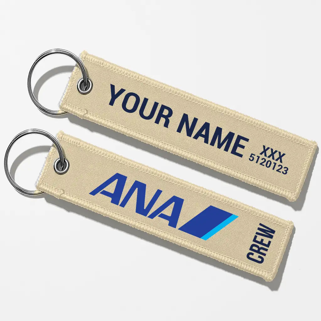 All Nippon Airways Crew & Staff Tag Key Chains - Beige - Crew + Name