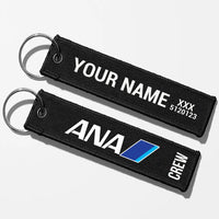 Thumbnail for All Nippon Airways Crew & Staff Tag Key Chains - Black - Crew + Name