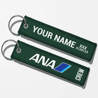 Thumbnail for All Nippon Airways Crew & Staff Tag Key Chains - Dark Green - Crew + Name
