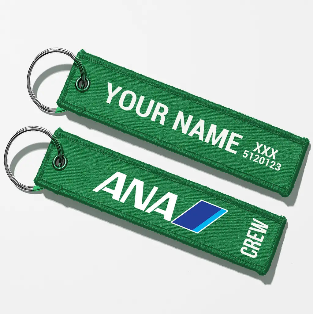 All Nippon Airways Crew & Staff Tag Key Chains - Green - Crew + Name
