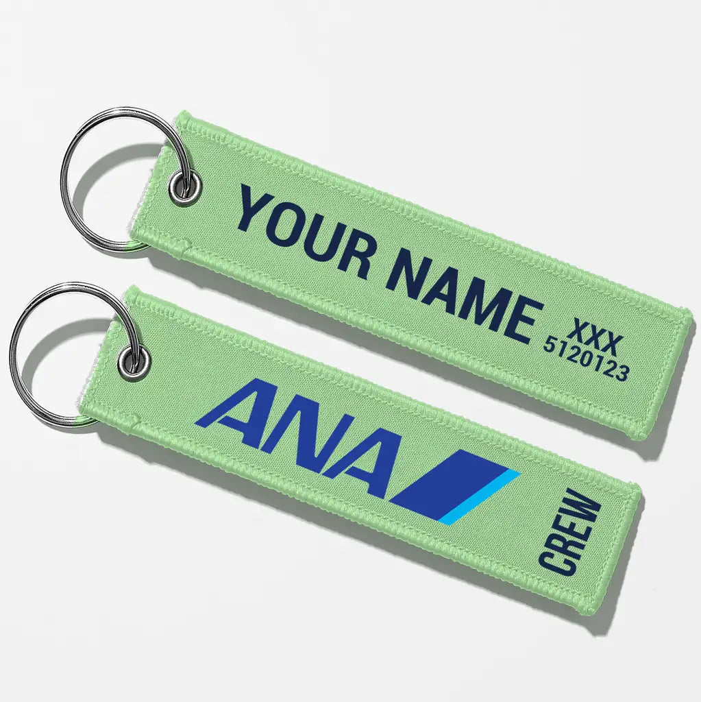 All Nippon Airways Crew & Staff Tag Key Chains - Light Green - Crew + Name