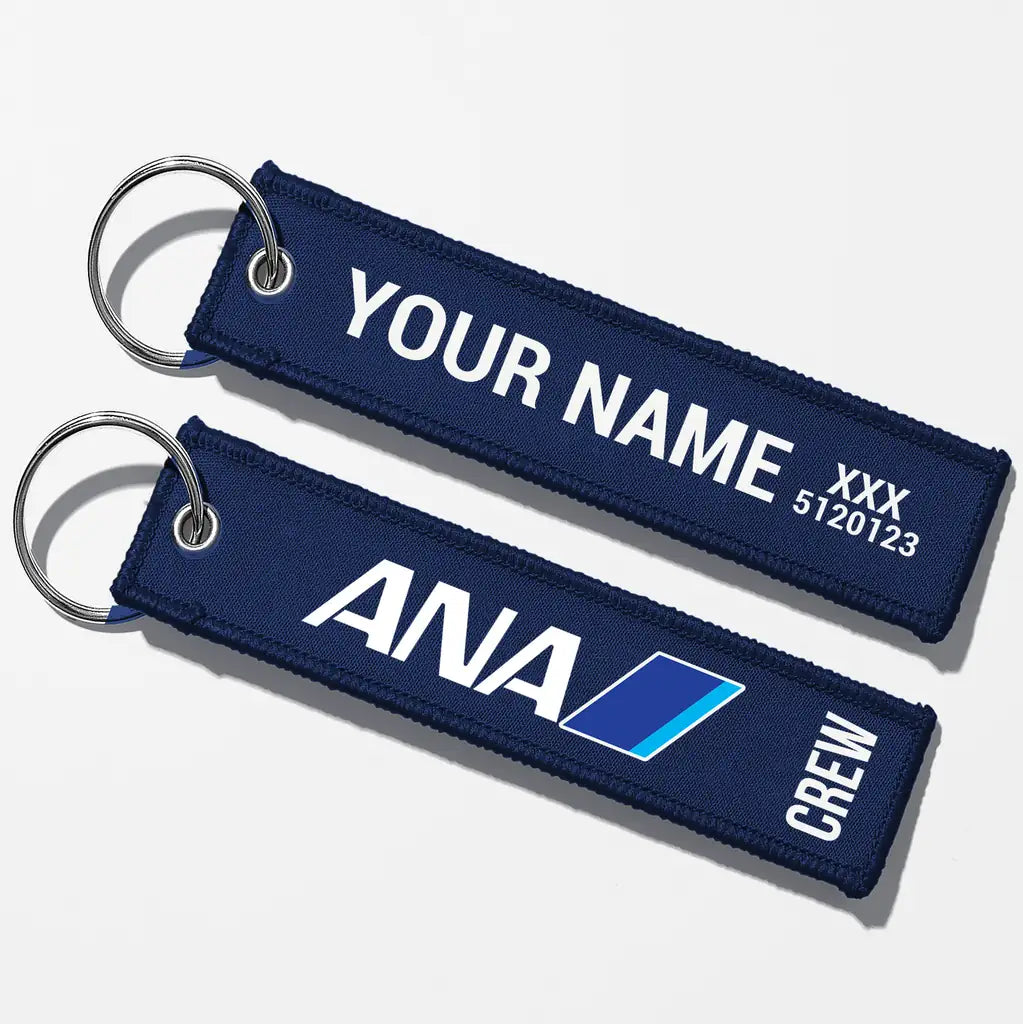 All Nippon Airways Crew & Staff Tag Key Chains - Navy Blue - Crew + Name