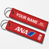 Thumbnail for All Nippon Airways Crew & Staff Tag Key Chains - Red - Crew + Name