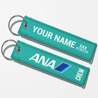 Thumbnail for All Nippon Airways Crew & Staff Tag Key Chains - Turquoise - Crew + Name