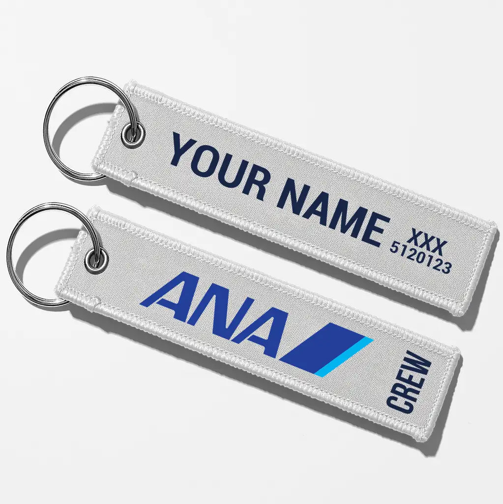 All Nippon Airways Crew & Staff Tag Key Chains - White - Crew + Name