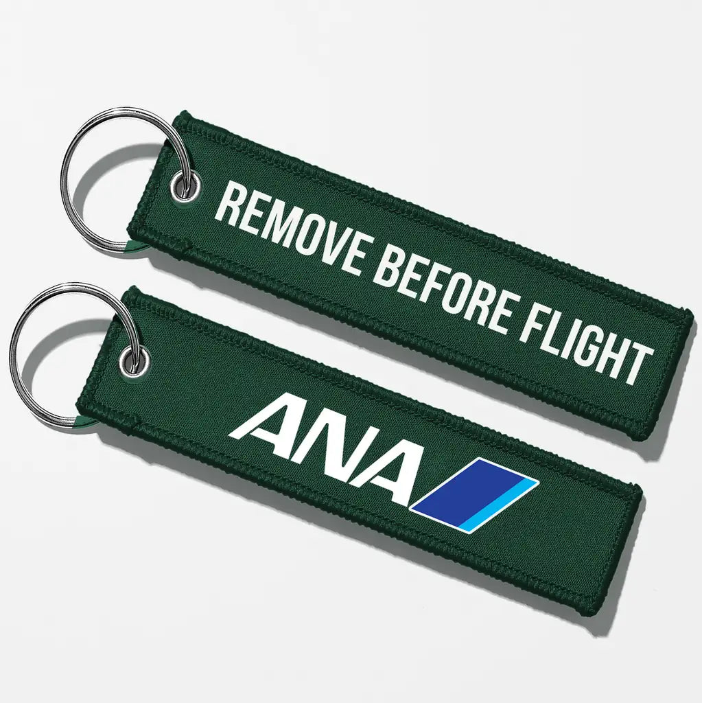 All Nippon Airways Crew & Staff Tag Key Chains - Dark Green - Remove Before Flight