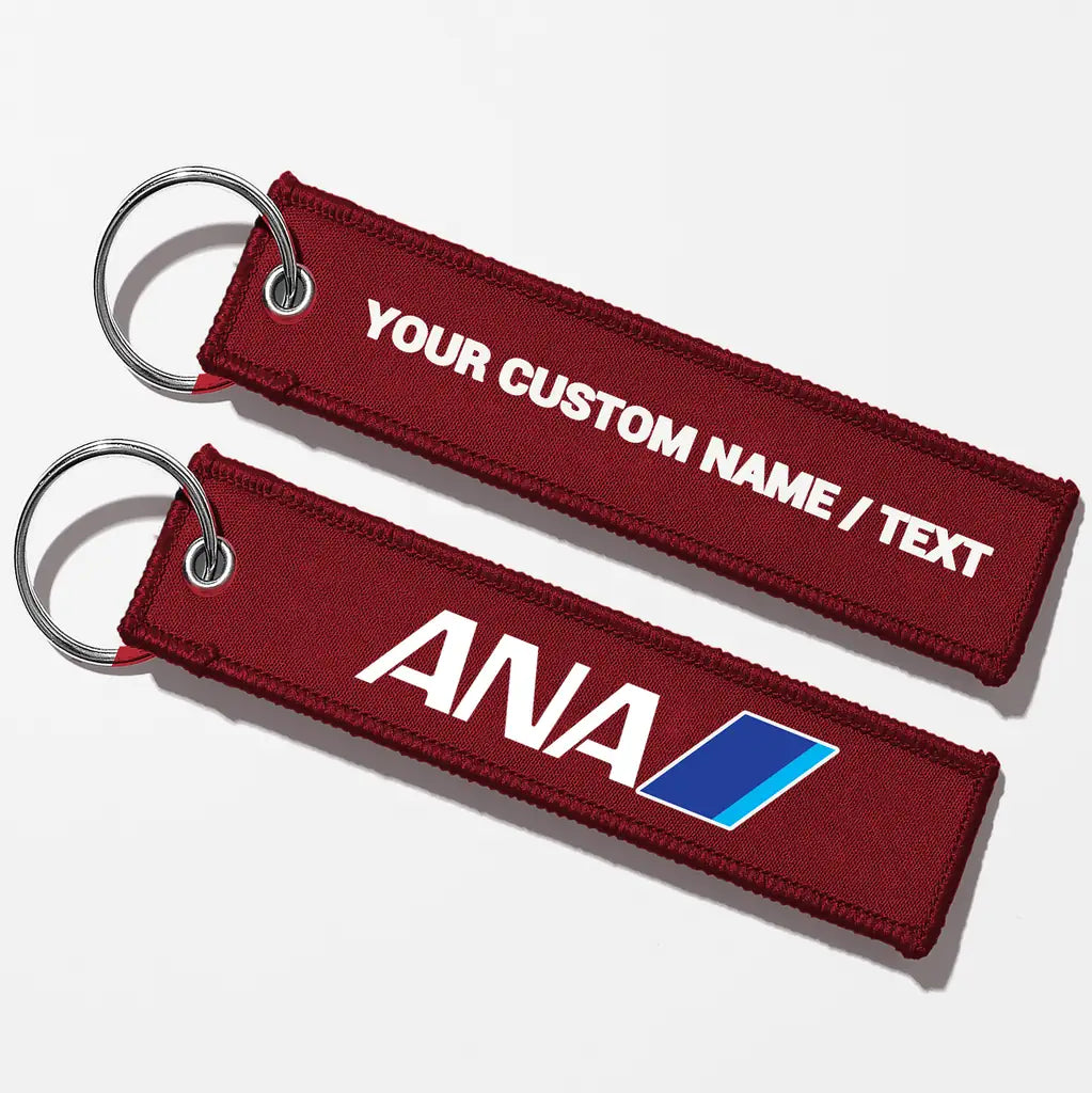 All Nippon Airways Crew & Staff Tag Key Chains - Dark Red - Personalized