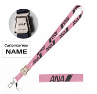 Thumbnail for All Nippon Airways seat belt lanyard - pink with name