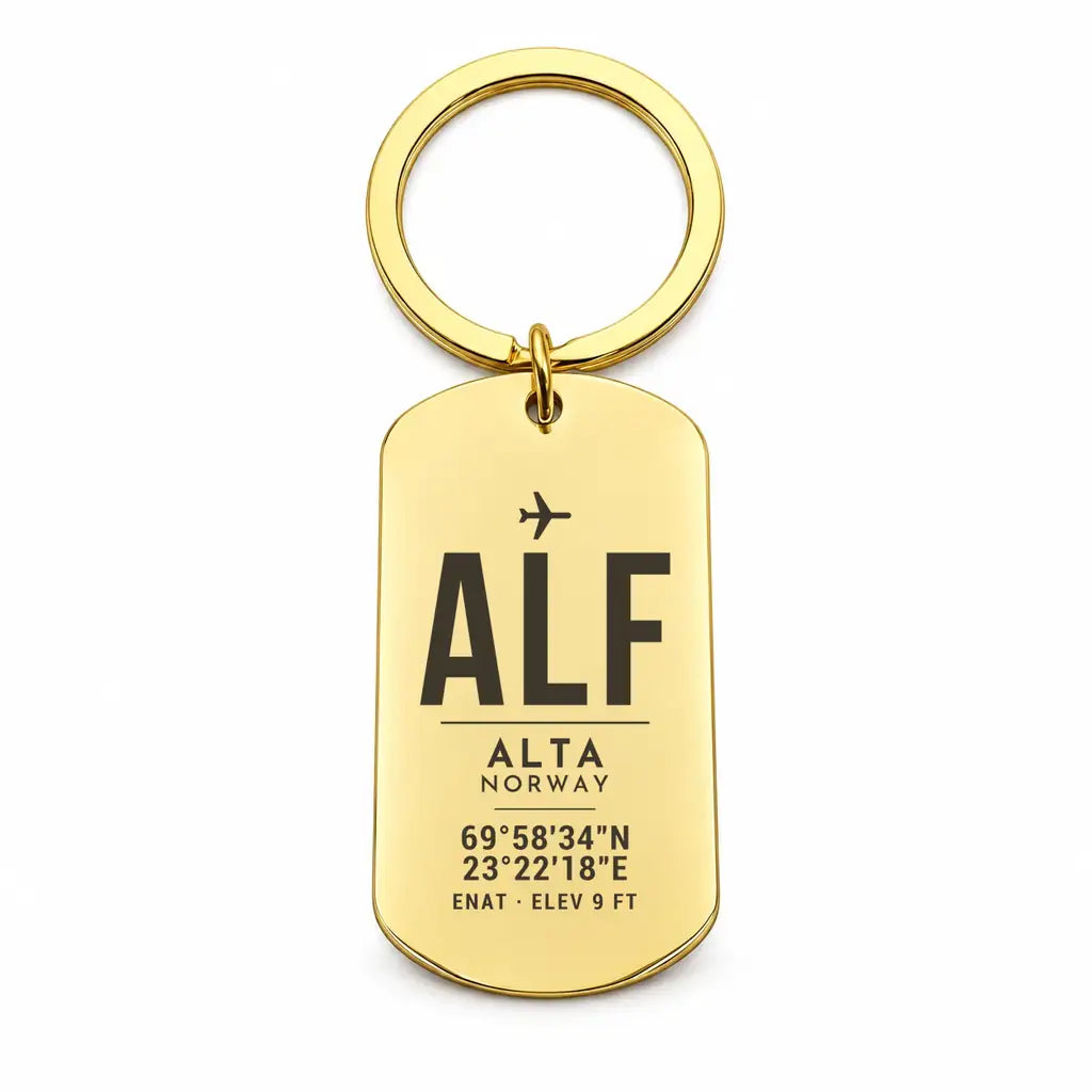 Alta Airport ALF - Key Chain - Original Design - Gold