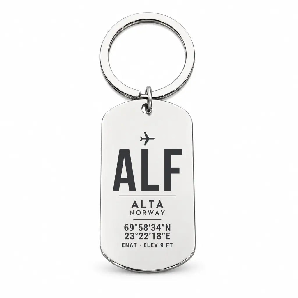 Alta Airport ALF - Key Chain - Original Design - Silver