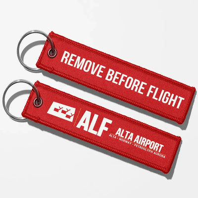 Alta Airport (ALF) Aviator Key Chains - Red - Remove Before Flight